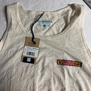 Chubbies Mens The Wind Slammer Tank Top Oatmeal Heather Large 600241-024 NEW